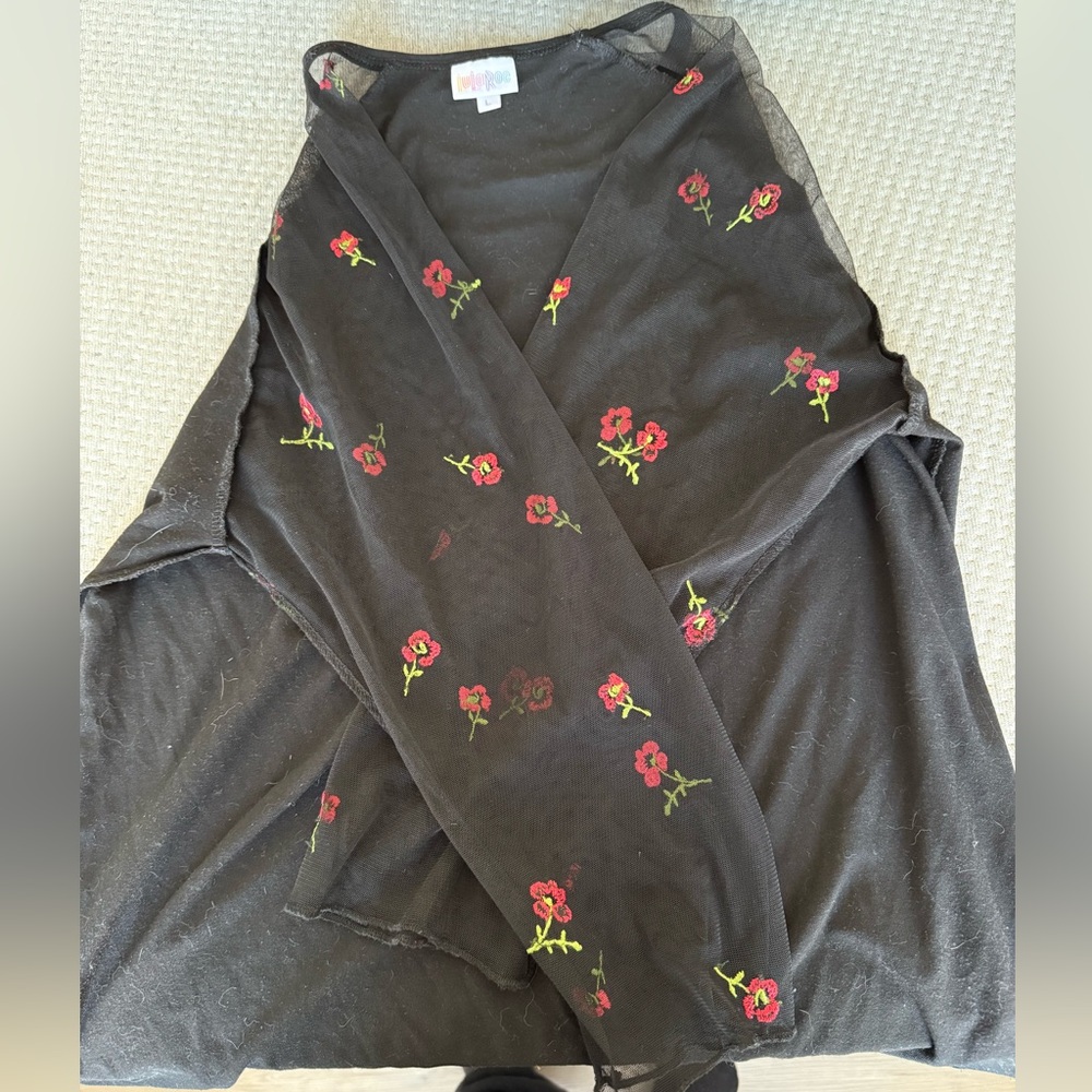 LuLaRoe Black Mesh Sleeve Shirt